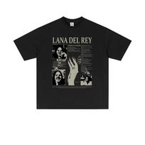 Lana Del Rey  UK & Ireland Tour 2025  Unisex Heavyweight Cotton Concert Merch Oversized Streetwear T-Shirt S gray