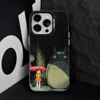 ŽAVUS T-TotoroS-ES Anime telefono dėklas, skirtas iPhone 16,15,14,13,12,11,8,7,Pro,Max,Plus,Mini,XS,SE, apsaugantis nuo kritimo, juodas matinis, kietas iPhone12PRO