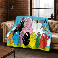 Animacinis Les Barbapapa Barbamama šeimos 3D flanelės pledas, šiltas ir jaukus minkštas užklotas namams, miegamajam, lovai, sofai, vaikams 75x90cm blue
