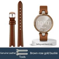Natūralios odos sportinio laikrodžio dirželiai Moteriška apyrankė Silikoninis nerūdijančio plieno dirželis Garmin Lily išmaniojo laikrodžio priedams 14mm-6mm brown