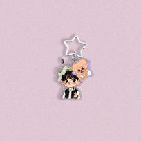Kpop Stray Kids Member 2-in-1 Acrylic Keychain Cute SKZOO Animal & Flower Crown Chibi Keyring for Bags Backpacks, SKZ Merch STAY Fans Gift SEUNGMIN gray