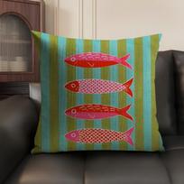Coastal Charm Sardine Can Cushion Cover Summer Breathable Linen Organic Fabric Double-Sided Printing Sofa Pillow Case Home Decor 60x60cm