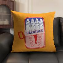 Coastal Charm Sardine Can Cushion Cover Summer Breathable Linen Organic Fabric Double-Sided Printing Sofa Pillow Case Home Decor 30x30cm 12x12in orange