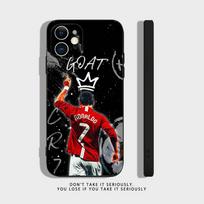 Futbolo R-RoNalDo-ES CR7 Skaidrus silikoninis dėklas iPhone 17,16,15,14,13,12,11,Pro,Max,Mini,XS,X,8,Plus smūgiams atsparus juodas dangtelis iPhone14promax