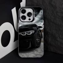 Juoda Balta B-BMW telefono dėklas iPhone 16,15,14,13,12,11,8,7,Pro,Max,Plus,Mini,XS,SE Anti Drop Juodas Matinis Kietas iphone14plus