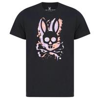 Psycho Bunny vyriški marškinėliai Waverly su grafiniu zuikio logotipu, apvalia apykakle, tamsiai mėlynos spalvos L gray