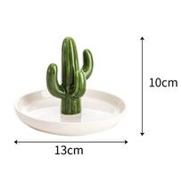 Ceramic Cactus Ring Dish & Aloe Jewelry Holder Tray white