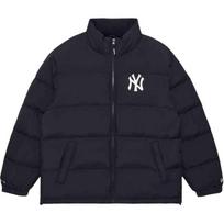 New Era X MLB New York Yankees Logo Letter Collar Zipper Lightweight Duck Down Warm Winter Casual Short Down Jacket Unisex outerwear Black 14387859 S black
