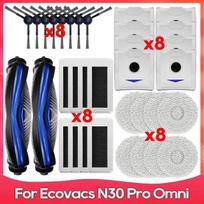 For Ecovacs Deebot N30 Omni / N30 Pro Omni Robot Vacuum Cleaner Accessory Roller Main Side Brush Hepa Filter Mop Dust Bag Spare Parts Set P