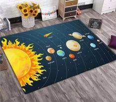 Saulės sistemos kilimas Planetų ir galaktikų dizainas svetainei ir vaikų miegamajam | Neslystantis kosminis grindų kilimėlis namų dekoravimui 120cmX160cm gray