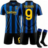 2627 naujas stilius 9 Thuram 23 Barrera dryžuotas Milan No. 10 Lautaro marškinėliai Inter Milan namų futbolo apranga 16 black
