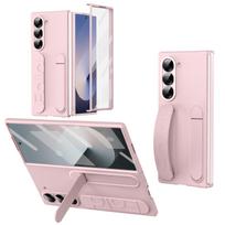 Originalus dėklas telefonui Samsung Galaxy Z Fold 7 6 Silikoninis dėklas Apsauginis dangtelis su stovu Z Fold6 Silikoninis rankenos dėklas EF-MF956 Z Fold7&No Protective Film rožinė