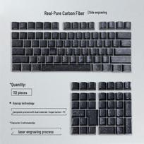 Custom Pure Carbon Fiber Texture Keycaps: Magnetic Switch, Side Engraved, Transparent for Mechanical Keyboards gray