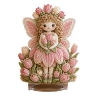 DIY Home Decor Craft Flower Fairy Fabric Poke Art Kit, 3D Doll Punch Unique Christmas Present for Her Needle Embroidery Kit Adults, C
