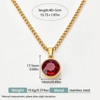 Elegant Water Drop Ruby Zirconia Stainless Steel Clavicle Chain Necklace Set for Women beige