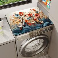 Quick Drying Washing Machine Dust Proof Pad Anti-Slip Floral Print Washable Mat for Laundry Room Decor A17 gray