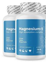Magnio kompleksas (Citrato, Malato, Bisglicinato) – 190 kapsulių | Miego, energijos ir raumenų atsistatymo palaikymas 2pack