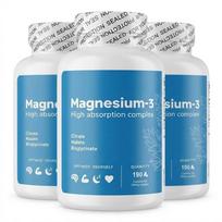 Magnio kompleksas (Citrato, Malato, Bisglicinato) – 190 kapsulių | Miego, energijos ir raumenų atsistatymo palaikymas 3pack