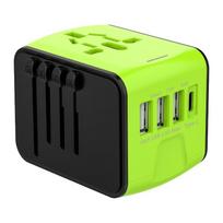 High Speed Universal Travel Adapter 4 USB Ports GaN Travel Adapter  Worldwide Use mėlyna