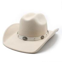 Western cowboy big brim cowboy hat hidden hat men's and women's top hats woolen riding hats M（56-58cm） balta