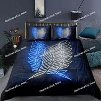 3D Attack On Titan AOT Bedding Set Printed Bed Set Duvet Cover Sheet Pillowcase Bed Soft Quilt Cover Full Queen King Size EU Single 135*200cm/53x79in 3pcs