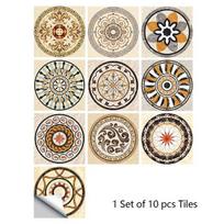 Neperšlampami 3D Mandala rašto plytelių lipdukai virtuvės vonios apdaila Lipdukai sieniniai baldai lipdukai grindų tapetai 10 x 10 cm 10 PCS beige