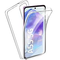 360 apsauga priekinis galinis telefono dėklas Samsung Galaxy A55 A05S A15 A25 A35 A54 A04S A14 A24 A34 5G S22 S23 S24 Ultra Plus dvigubas skaidrus minkštas dangtelis For Samsung Galaxy A33 5G gryna