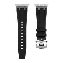 Apyrankė Prabangi minkšto silikono apyrankė Apple Watch Ultra 49mm Series 8 7 6 SE 5 4 skirtam iWatch 42mm 44 45mm apyrankė su drugelio sagtimi AP for ultra 49mm black