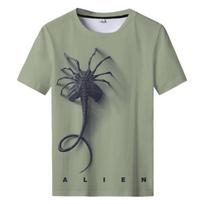 Vasaros nauji ateivių menas 3D spausdinti marškinėliai Vyriški drabužiai Kasdieniai laisvalaikio marškinėliai Siaubo Alien Filmas Grafika Harajuku Tops Marškinėliai XXL gray