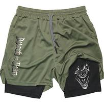 Bėgimas šortai Vyriški šortai Anime Attack on Titan Print Gym šortai Vasaros sportas Kūno treniruotės Bėgimas trumpos kelnės M gray