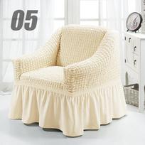 Europietiško stiliaus fotelio užvalkalas su sijonu elastingas sofos užvalkalas, skirtas svetainei sofos sofos užvalkalas, dulkėms atsparus kėdės sofos užvalkalas One Size beige
