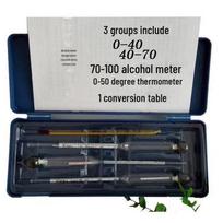 Didelio tikslumo stiklinis alkoholio matuoklis namų gamybai, skirtas alkoholio laipsniui matuoti. Ordinary plastic box 3 sets of alcohol meter