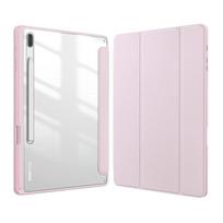 Skirtas Samsung Galaxy Tab S9 S8 S7 Plus FE 12,4 colio dėklas, skaidrus galinis planšetinio kompiuterio dangtelis, skirtas Tab S7 S8 11 colių 2020 m. pieštukų laikiklio dėklams Tab S7 Plus 12.4 rožinė