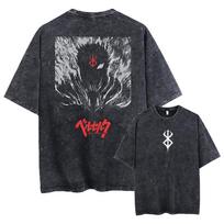 Anime Berserk Guts Acid marškinėliai Retro Vintage Plauta Grafika Tees Vyrai Harajuku Medvilnė Laisvalaikio Trumpomis rankovėmis Marškinėliai Viršūnės Unisex M gray