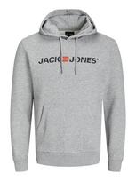 JACK & JONES Megztinis be užsegimo 'JJECorp' šviesiai pilka / mandarinų spalva / juoda