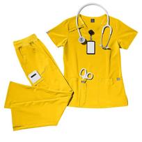 Unisex Medicininiai Uniforminiai Drabužiai Vyrams Moterims Slaugos Drabužiai Laboratorijos Grožio Kostiumas Slaugytojos Darbo Drabužių Rinkinys Gydytojo Dantisto Darbo Drabužiai Klinikinės Kelnės XL geltona