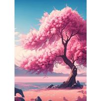 Japanese Cherry Blossom Fuji Mountain Sunset Tokyo Scenery Poster Print Canvas Painting Wall Art Pictures for Room Home Decor 50cm×70cm NoFrame