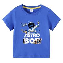 Vaikų vasariniai Astro Bot marškinėliai Mieli animaciniai marškinėliai Berniukų kasdieniai drabužiai Trumpomis rankovėmis Mada Vaikų drabužiai Trumpomis rankovėmis 130 blue
