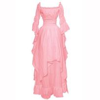 Nėrinėta platėjančių rankovių retro gotiška suknelė Cosplay Prom Princesei XL white