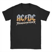 THUNDERSTRUCK AC-DC Marškinėliai vyrams medvilniniai vintažiniai marškinėliai apvalia apykakle, trumpomis rankovėmis, didelių dydžių L gray