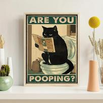 Meno Citatas Jūs Kakojate Juoda Katė Kačiukas Skaito Laikraštį Tualete Juokingas Gyvūno Plakatas Retro Menas Svetainės Dekoras 30x45cm