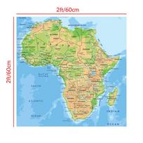 Prancūziškas žemėlapio fonas-Afrikos žemynas-Šalies topografinis žemėlapis,Sienų dekoras,Geografinis įrankis,Turizmo įrankiai 60*60cm blue