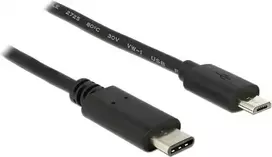 „USB 2.0 USB Type-C 2.0 kištukas > USB 2.0 tipo Micro-B kištukas 0,5 m juodas Delock“