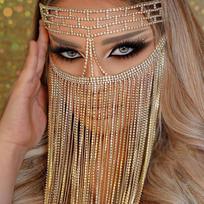 Mada Žavingi Cirkonio Kutų Šydo Kaukės Moterims Bohemiška Veido Papuošalų Grandinėlė Maskarado Šokių Vakarėliui Seksualūs Kostiumų Aksesuarai as the picture- brown