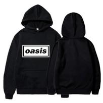 O-Oasis Vyrų su gobtuvu džemperis Retro Britų roko grupė Laisvalaikio džemperis su gobtuvu S black