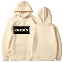 O-Oasis Vyrų su gobtuvu džemperis Retro Britų roko grupė Laisvalaikio džemperis su gobtuvu L beige