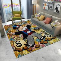 Retro žaidimai Dolerio Monopoly Animacinis Kilimas Kilimas Namams Svetainei Miegamajam Sofai Durų Kilimėlis Dekoras,vaikų Plotas Kilimas Neslystantis Grindų Kilimėlis 60*90cm black