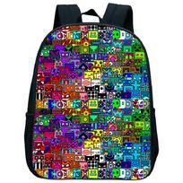 Piktas Geometry Dash darželio kuprinė kūdikiui, mažam berniukui, mergaitei, animacinė vaikiška pradinės mokyklos kuprinė, dovana vaikams 4 blue