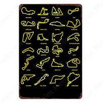 Vintage F1 Championship Metal Tin Sign, Racing Track Poster, Bar Cafe Club Wall Decoration, Grand Prix Circuit Iron Plaque,ZSS84 7.9x11.8In(20x30cm) yellow