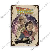 Movie Poster Sign Back To The Future Vintage Poster Sci-Fi Comedy Metal Sign Home Bar Club Cafe Wall Decor Industrial Decortaion 20x30cm（7.8x11.8inch） beige